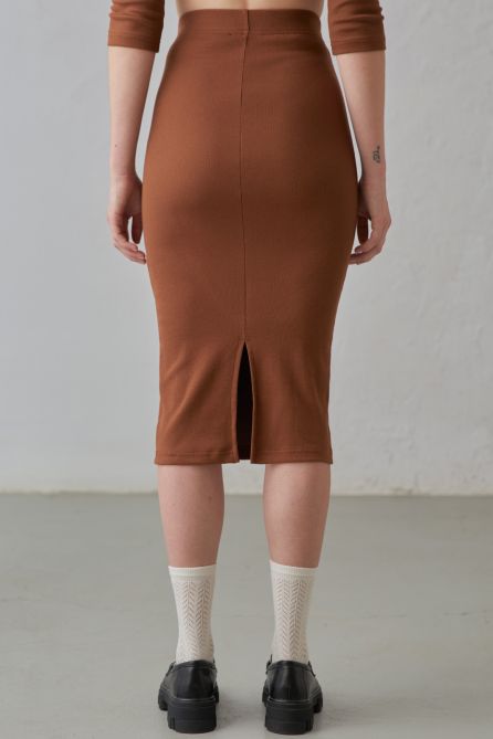 Coquette Rib-Knit Pencil Skirt