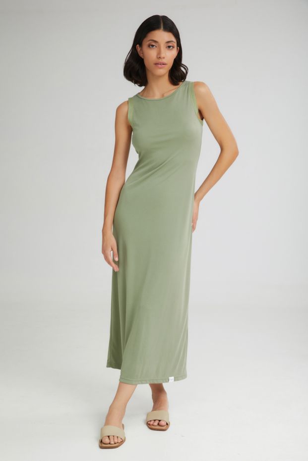 The Creamy Sleevless Dress Khaki