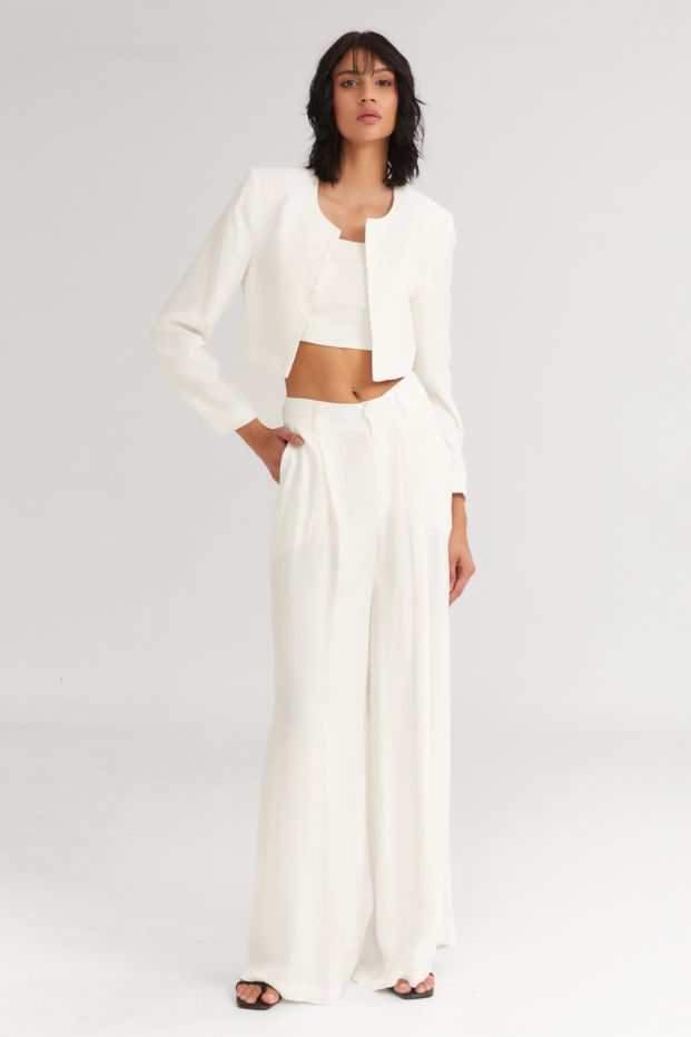 The Crunchy Cropped Blazer White