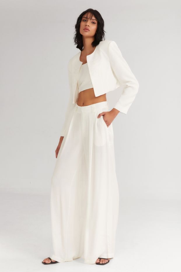The Crunchy Wide Pants White