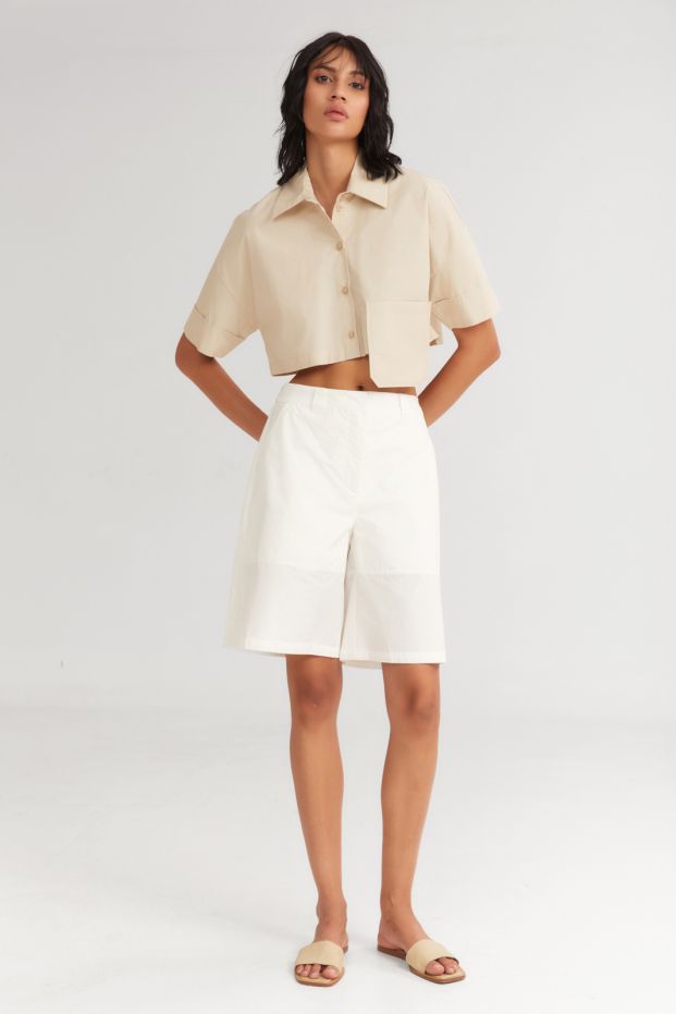 The Parfait Cropped Shirt Beige