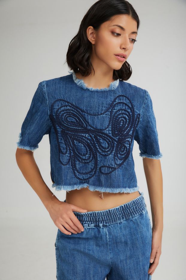 The Soft Serve Emboidery Top Denim
