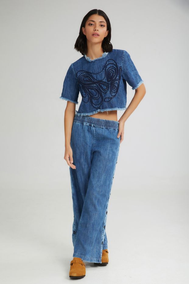 The Soft Serve Emboidery Top Denim