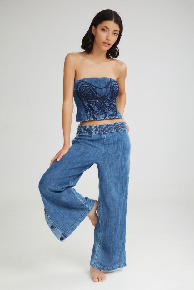 The Soft Serve Strapless Top Denim