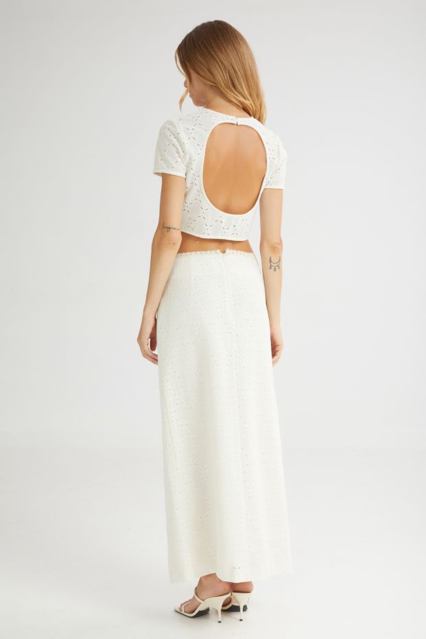 The Vanilla Drip Cropped Top Beige