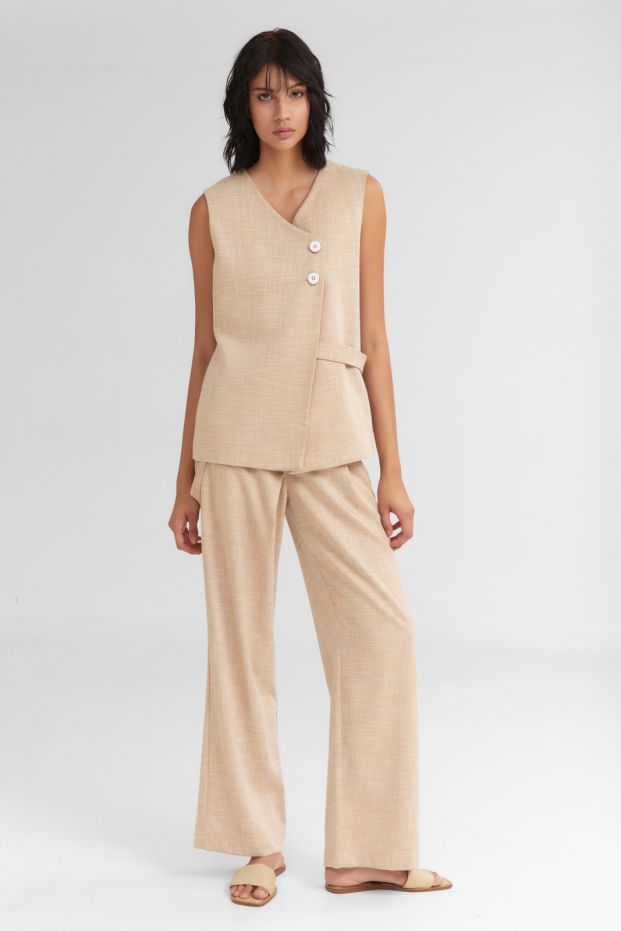 The Waffle Cone Long Vest Beige