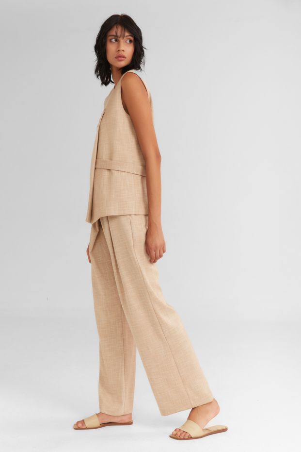 The Waffle Cone Long Vest Beige
