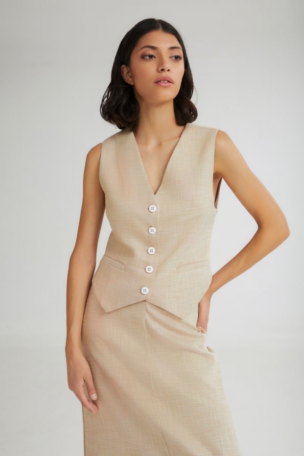 The Waffle Cone Vest Beige
